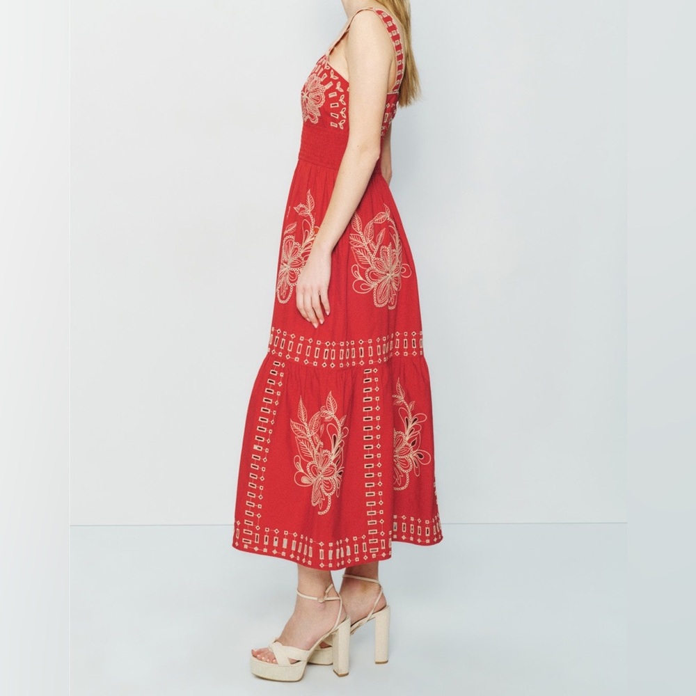 Rails Fawn Dress Red and Cream Floral Midi - Picture 4 of 8